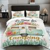 Bed Three-Piece Camper 3D Printed Quilt Cover Pillowcase Sanded Home Textile Kit