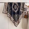 Fashionable Retro European-Style Flowery Large Square Scarf Double-Sided Women'S Imitation Cashmere Warm Scarf Simple And Versatile