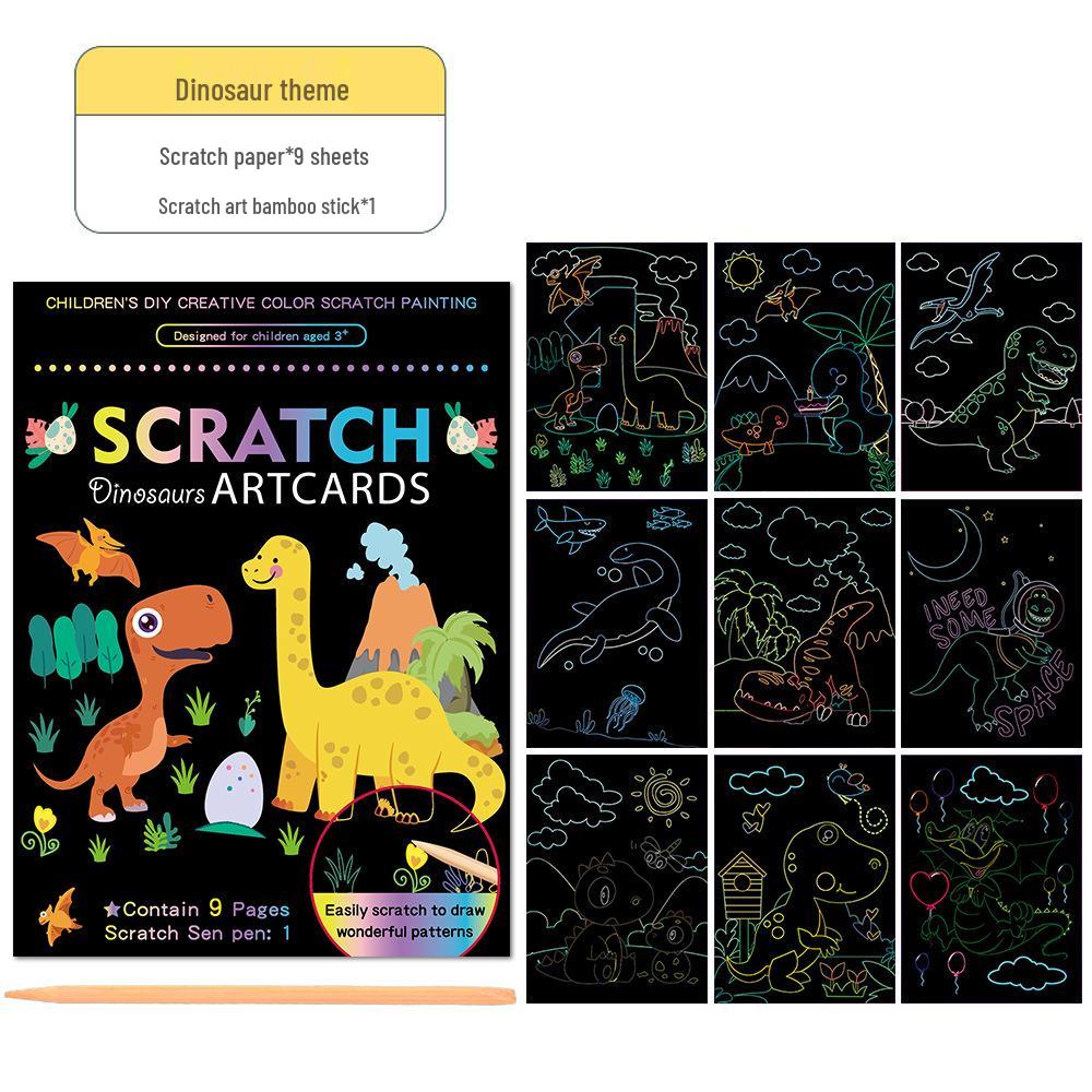 Набор для творчества 'Scratch Art' с рисунками животных для детей - Креативные принадлежности для граффити с ослепительными цветами