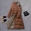 2024 Winter New Double-sided Wear Medium and Long Thin Temperament Literary Down Jacket, Stand-up Collar Jacket On Both Sides Women's Clothing