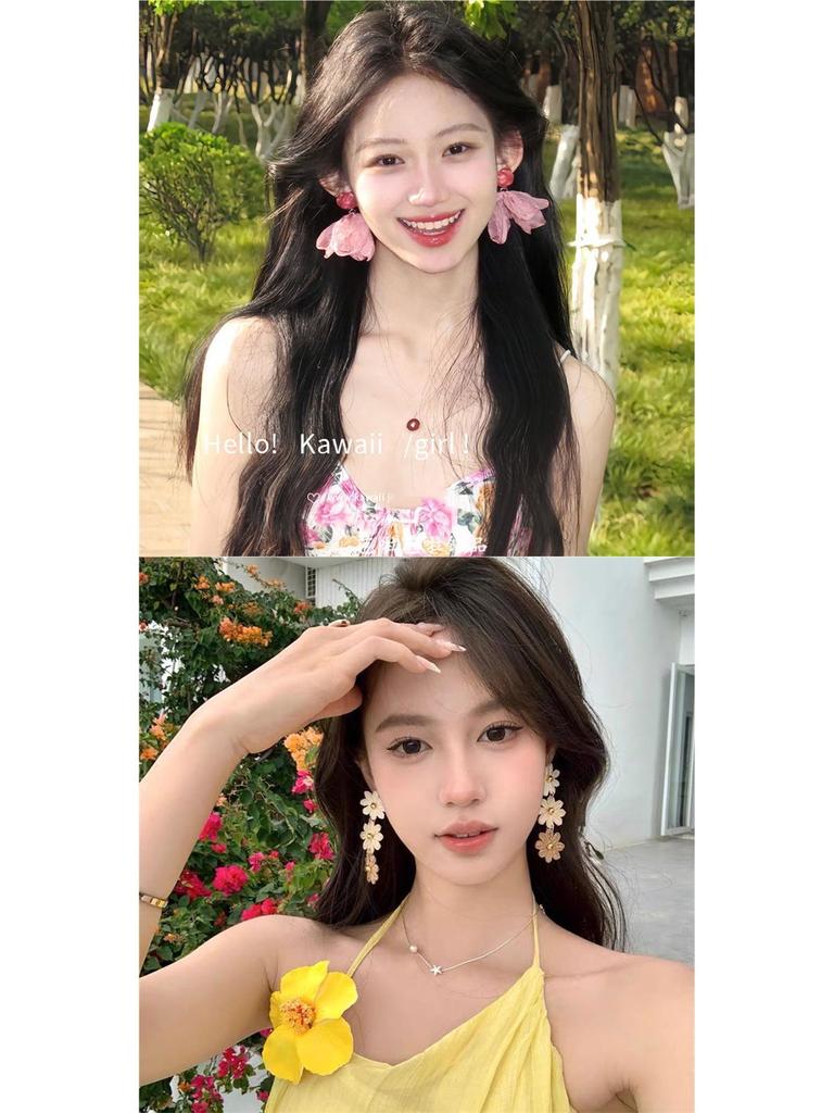 2025 Trendy Straw Woven Flower Earrings: Exaggerated Beach Style Women's Clips, Beautiful Stud Accessories