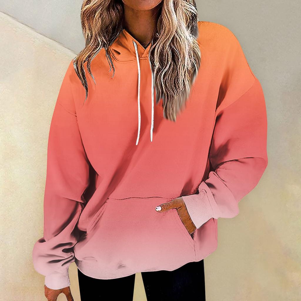 Женская мода Повседневные Универсальные Повседневные толстовки с круглым вырезом Графика Повседневные с длинным рукавом Градиент Лоскутная верхняя одежда с принтом Толстовки