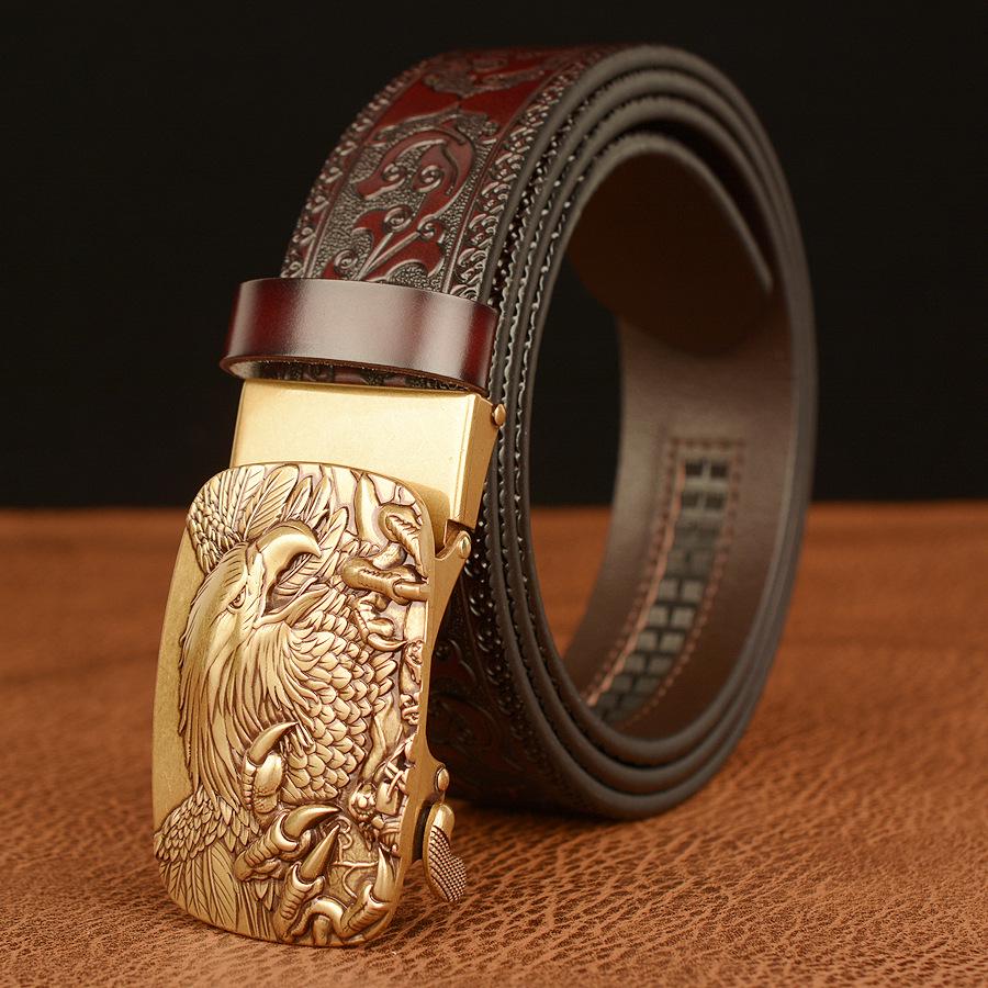 Men's Cross-Border Eagle Buckle Cowhide Belt - Personalized Carved Casual Jeans Accessory