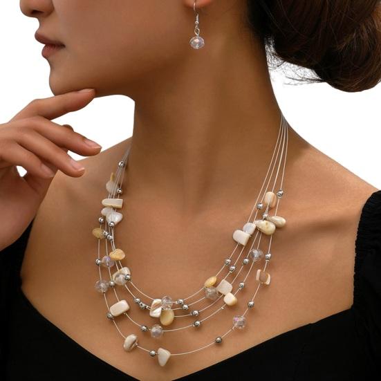 Set Bohemian Style Multi Layers Asymmetric Electroplated Stone Faux Crystal