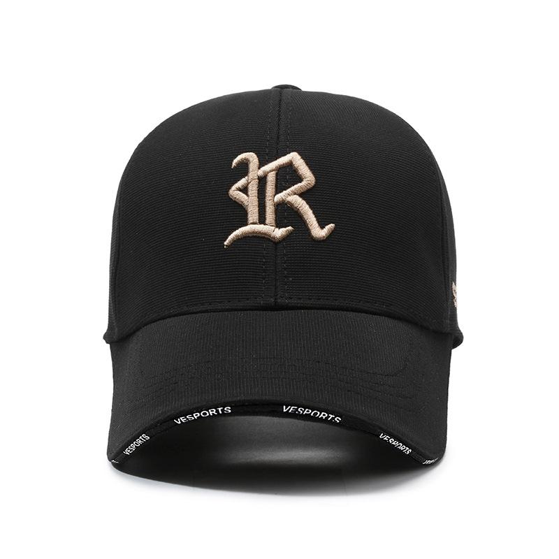 Spring New Embroidered Three-dimensional R Letter Hat Men's and Women's Youth Casual Simple and Versatile Hard Top Curved Brim Baseball Cap