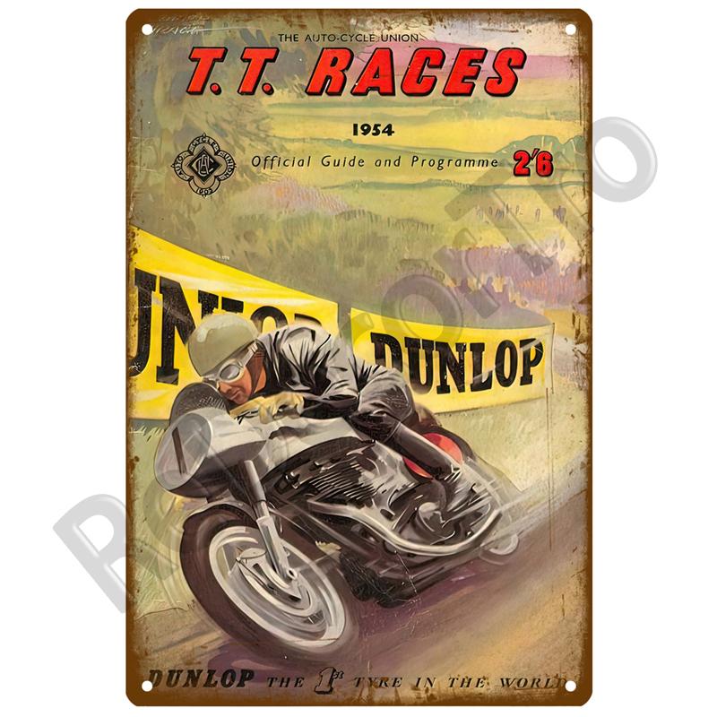 TT Races Vintage Wall Poster Vintage Retro Wall House Restaurant Decoration Plaque Metal Wall Decor Art Metal Sign Tin Sign ISLE