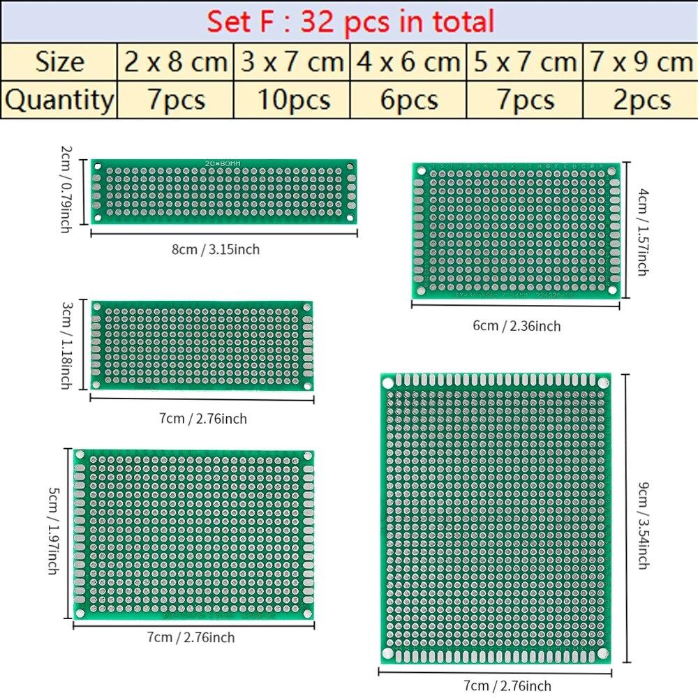 4-40 шт., универсальный макет печатной платы, двухсторонний макет 2x8, 3x7, 4x6, 5x7, 7x9 см, макетная плата, DIY электронный комплект