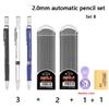 7 Pieces 2.0mm Mechanical Pencil Set with Pencil Sharpener Easy To Use, Suitable for Drawing, Office