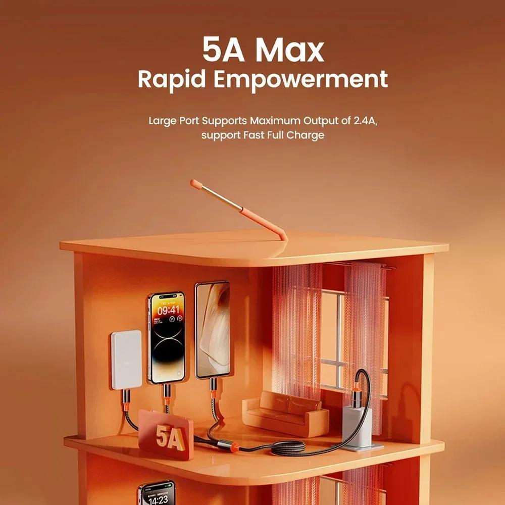 3 In 1 USB Type C Cable Cord For Samsung Xiaomi Huawei USB C Cable For iPhone 16 15 14 13 Pro Phone Charger USB Data Cable