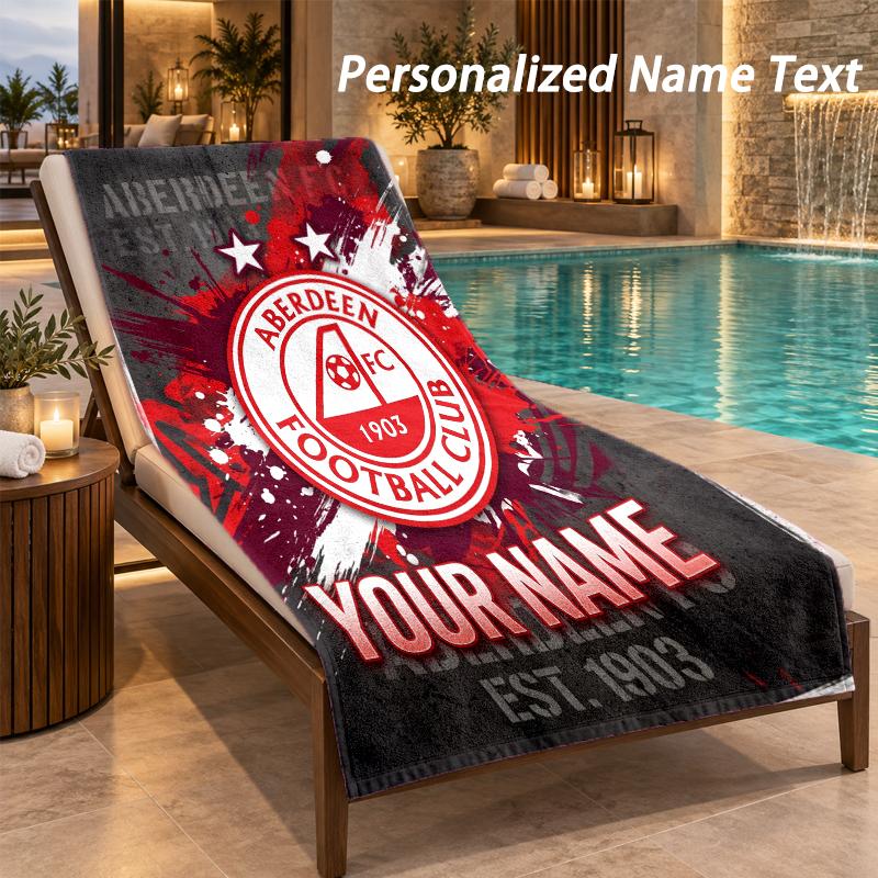 Custom Text Aberdeen FC Print Beach Towel Large Towel For Home Bathroom Beach