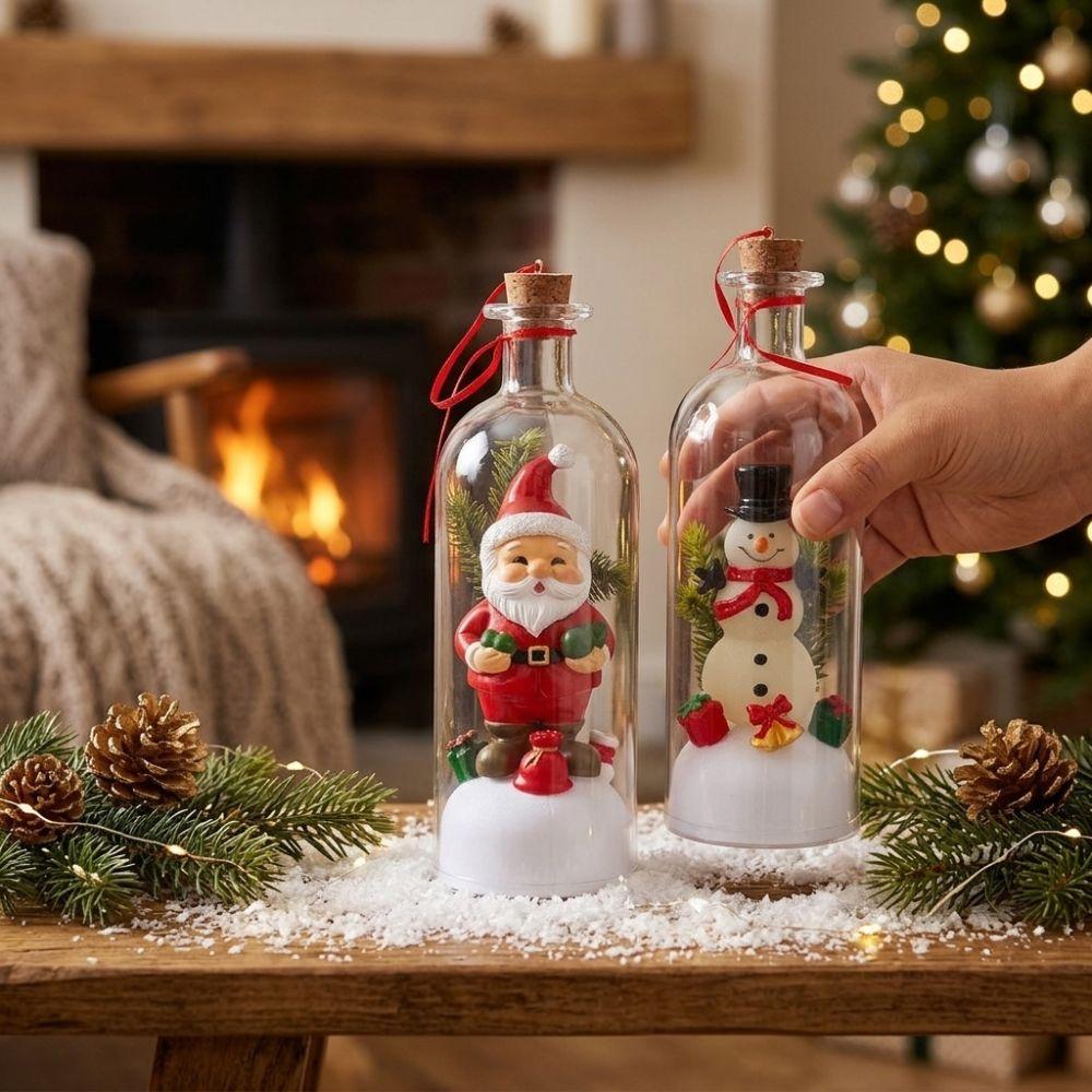 Snowy Scene Recordable Christmas Bottle Message Nostalgic Xmas Voice Memory Ornament Home Decor