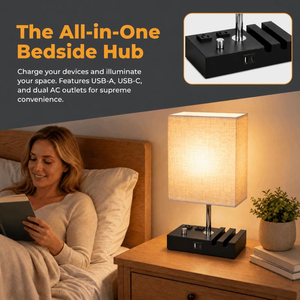 Fabric Lampshade LED Desk Light Warm White LED Bulb Table Lamp Eye-Caring Desk Light  Bedroom