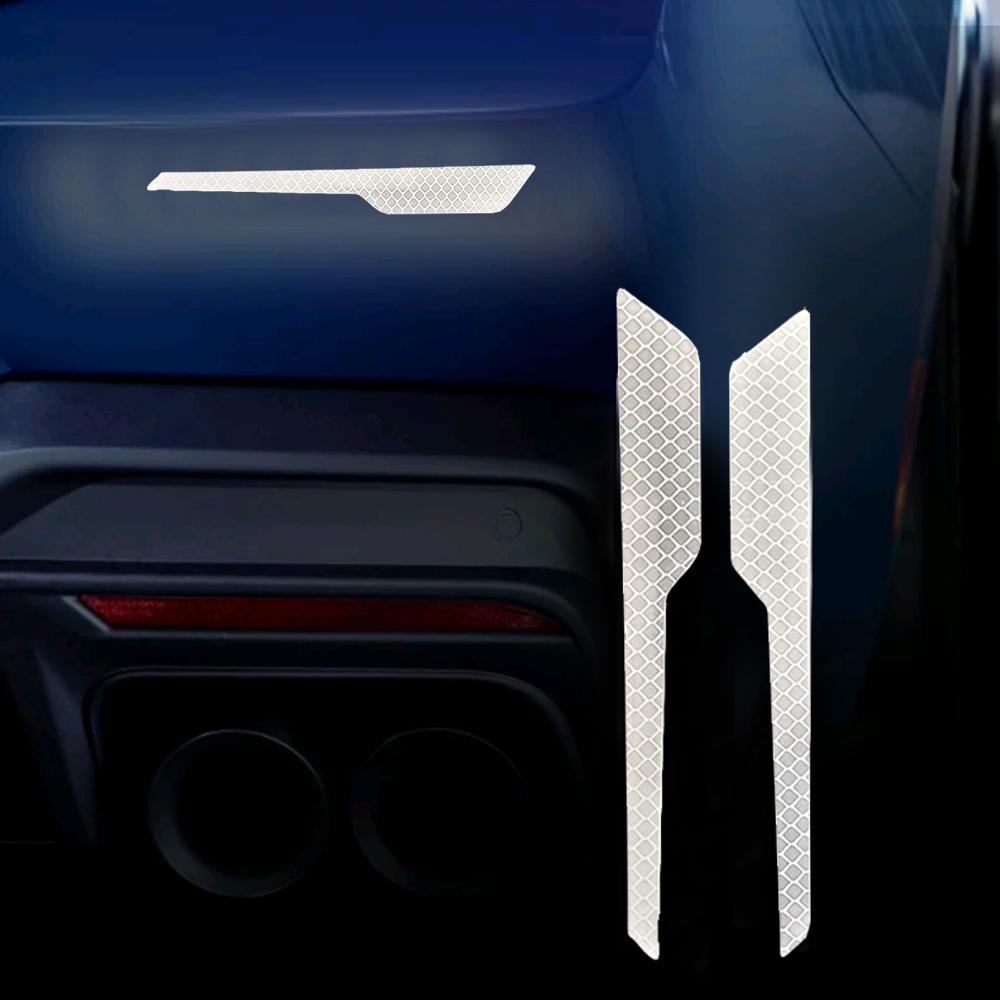 2 шт. светоотражающие предупреждающие наклейки на кузов автомобиля, наклейка на задний бампер автомобиля, светоотражающие полосы, декоративные аксессуары для экстерьера автомобиля