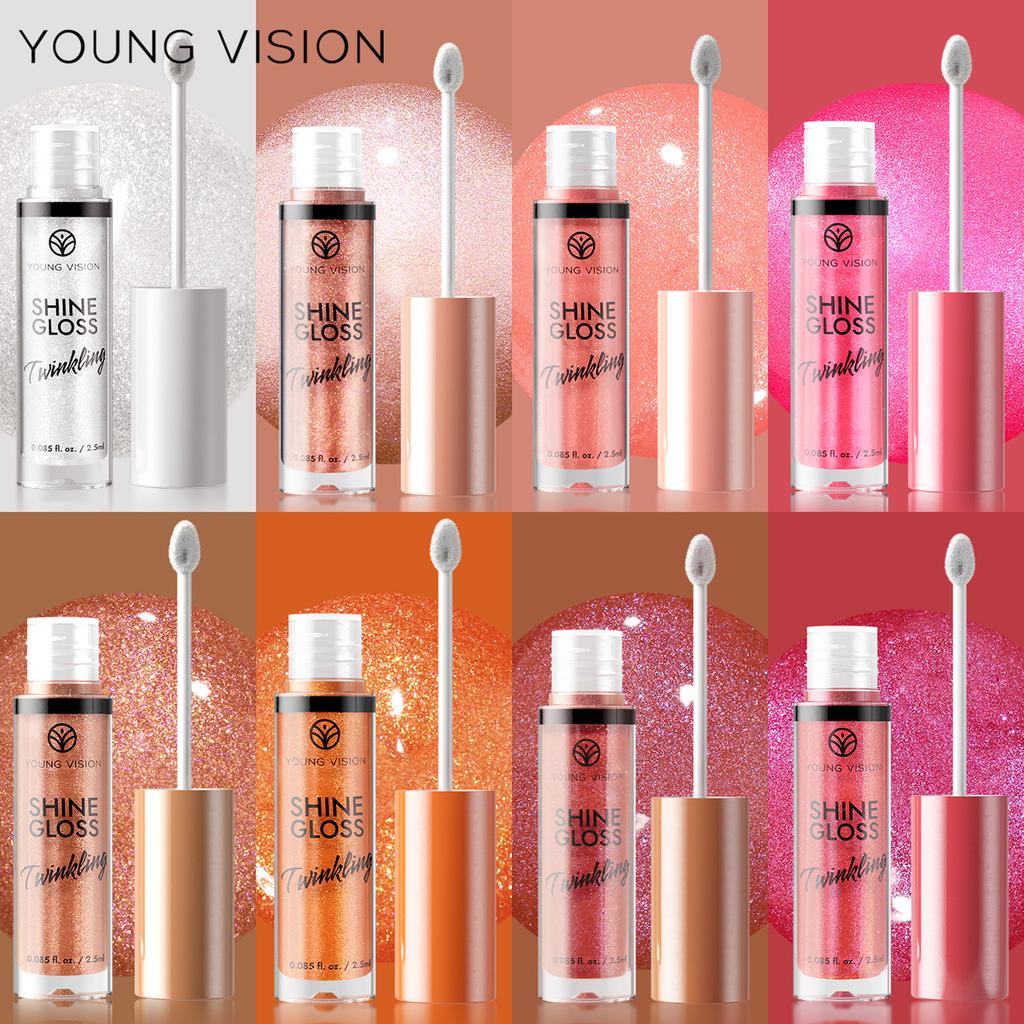 1 ШТ. YOUNG VISION GLOSS TWINKLING SET - 1 цвет Увлажняющий блестящий блеск для губ, легкий и нелипкий, идеально подходит для создания очаровательных сияющих губ