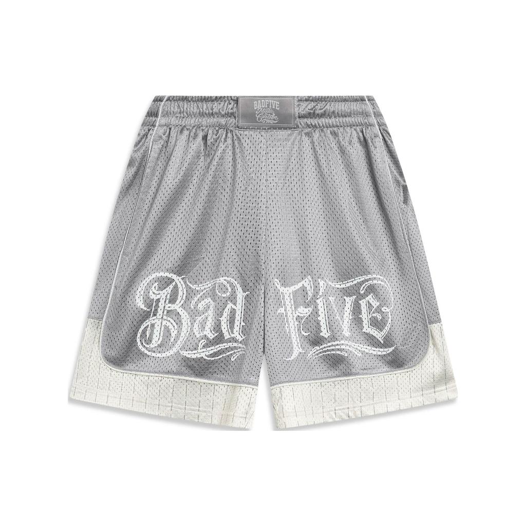 Li Ning X Mister Cartoon Badfive Series Letter Print Быстросохнущие дышащие баскетбольные шорты мужские шорты Shark-Gray Antarctic-Gray AAPT047-7