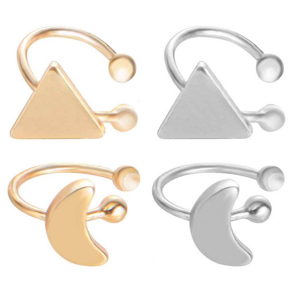Клипса на ухо в виде полукольца с треугольником, сердечком или звездой
