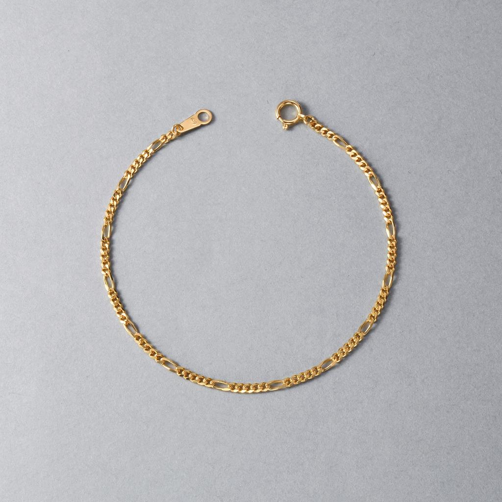 K18 18K Gold Figaro Chain Anklet Width Selectable Size Pull Ring Unisex Chain Size 24cm [Speranza] 2.1mm