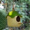 Hummingbird House for Outside Small Resin Hanging Birds House Decorative Green Leaf Birdhouse for Balcony Porch Backyard Decor