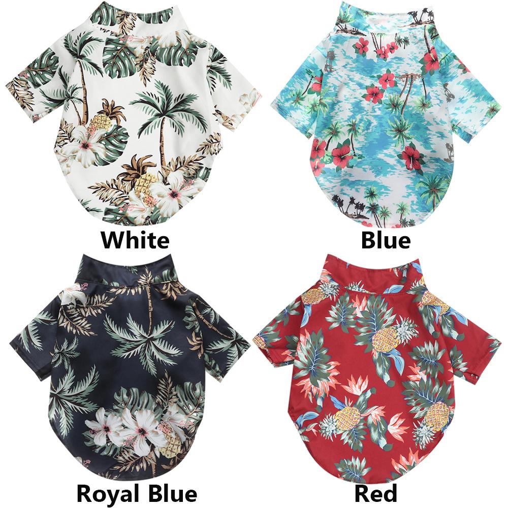 1Pcs Pet Shirts Hawaiian Pet Dog Polo T-Shirts Hawaiian Pet Clothes Beach Coconut Tree Print Pet Summer Shirt for Small