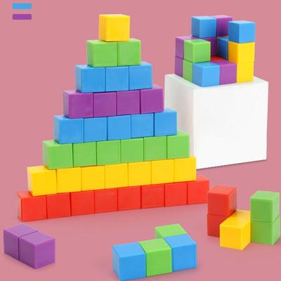 3D строительные блоки с пространственным мышлением, кубики, радужные штабелируемые блоки, игры по математике, дошкольное обучение, развивающие игрушки для детей