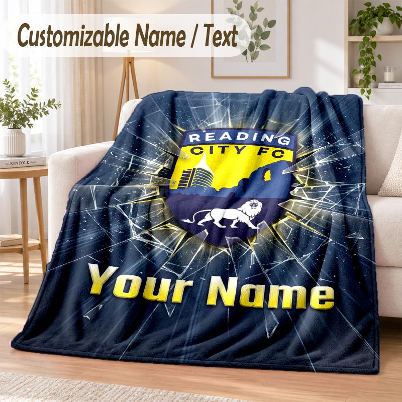 Custom Text Flannel Blanket Reading FC Print Warm Cozy Blanket Home Sofa Bedding