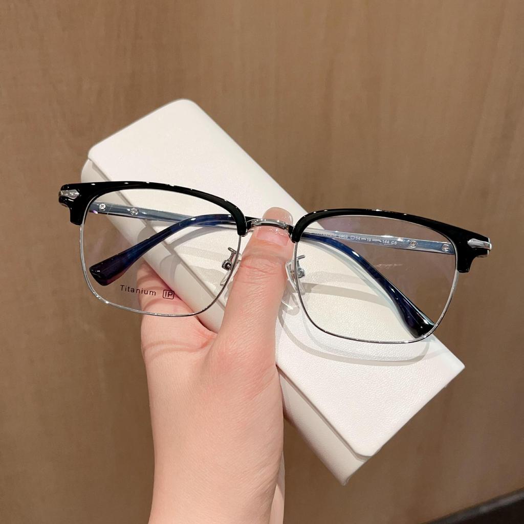 Fashionable and Handsome Men's Business Casual Retro Eyebrow Titanium Frame Glasses Frame Can Be Equipped with Myopia and Degree