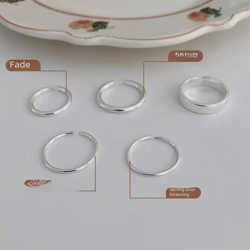 Минималистичное разомкнутое кольцо из серебра 925 пробы: Элегантный, устойчивый к выцветанию японский и корейский стиль для женщин