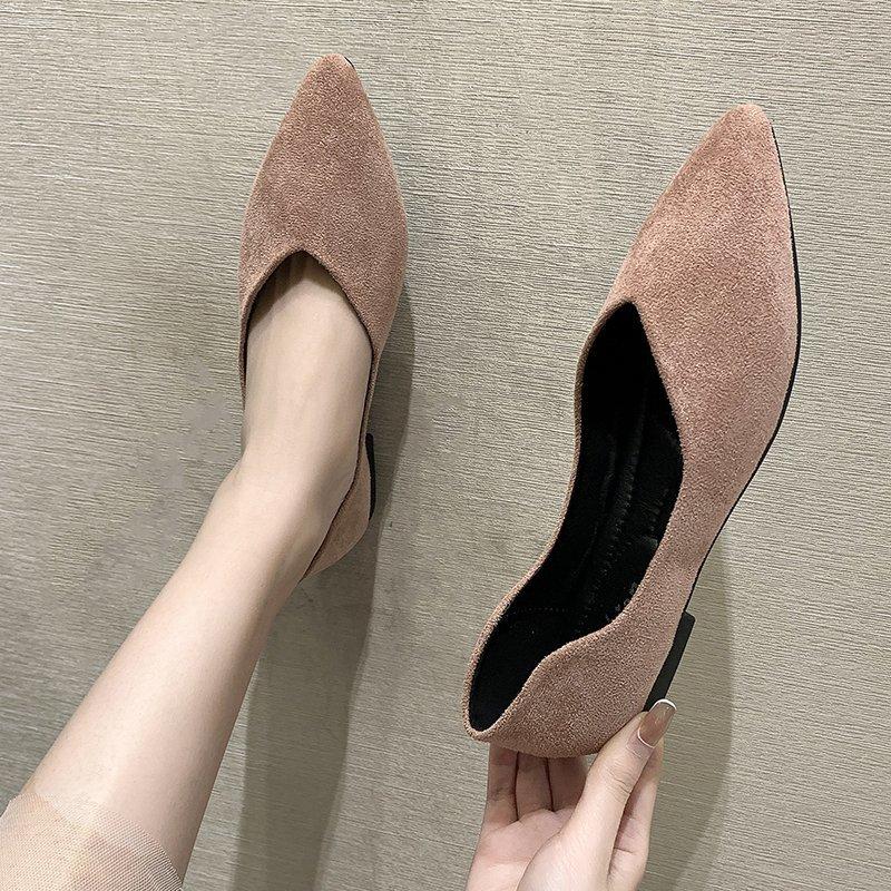 Весна Осень Женские балетки с острым носком Новый стиль Клетчатые балетки Женские туфли Однотонные туфли-лодочки Одиночные туфли Zapatos Mujer