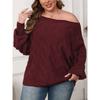 Plus Size Women's Sexy Off-Shoulder Irregular Top Batwing Sleeve Loose Pullover Sweater for Women