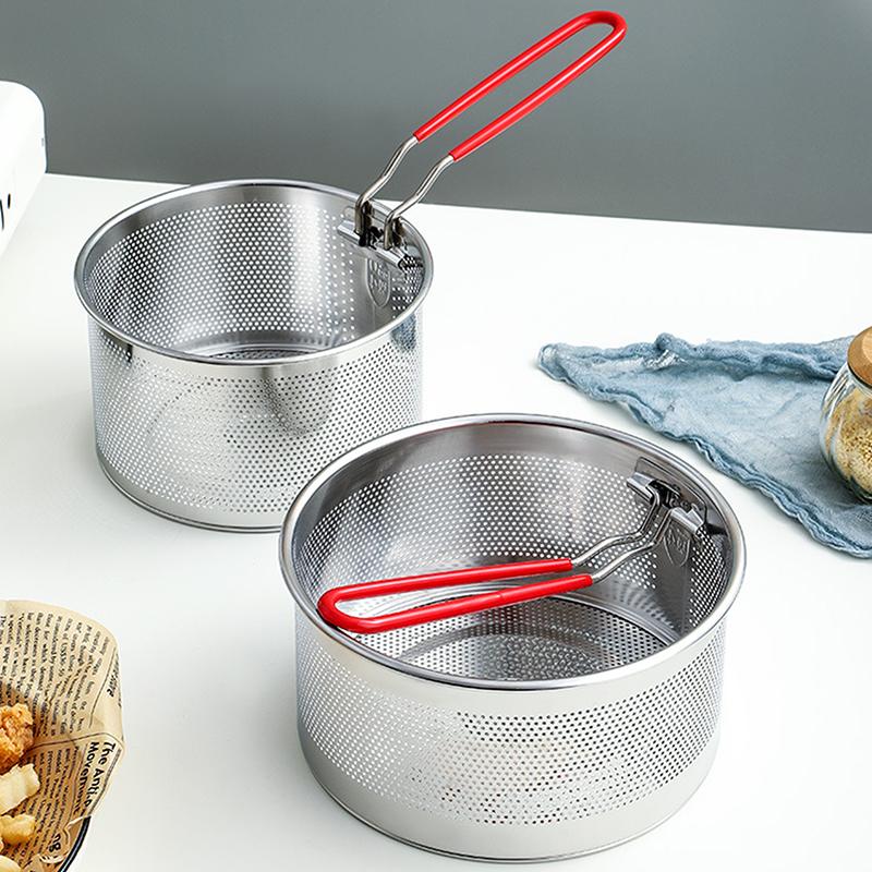 Сетка для жарки из нержавеющей стали Кухонная корзина для жарки Корзина для приготовления пищи Сковорода для жарки Масляный поддон Дуршлаг Ложка для лапши Дуршлаг Картофель фри