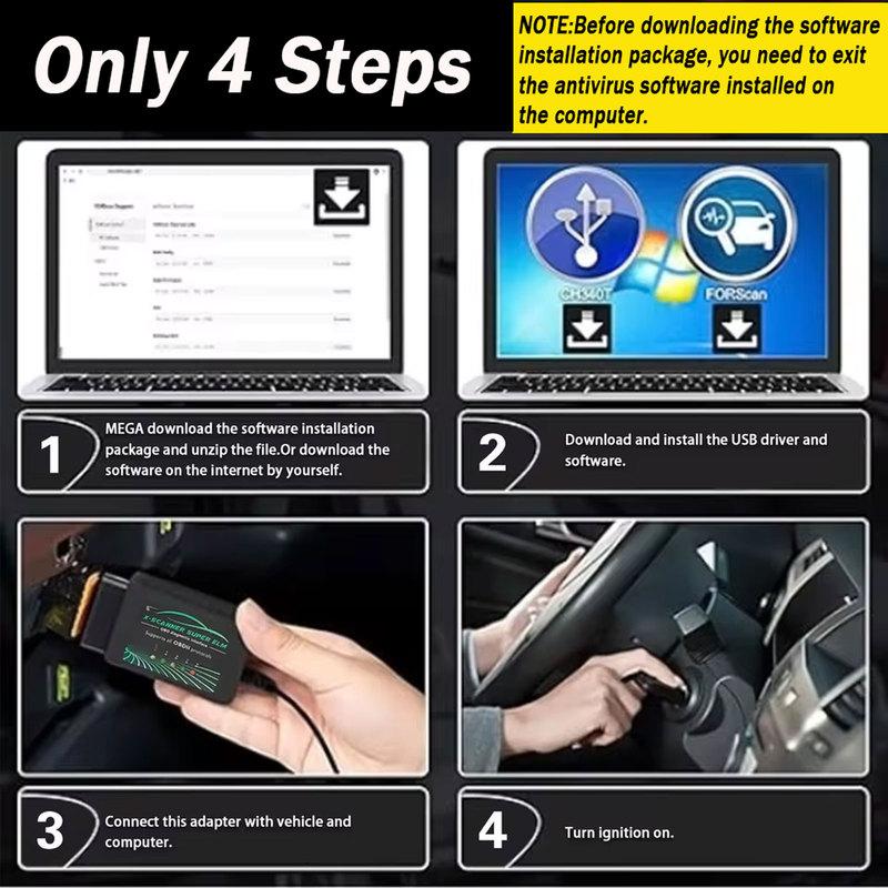 ELM327 USB V1.4/1.5/2.1 Original PIC18F25K80 FTDI FT232RL OBD2 Diagnostic Tool For ScanTool/MultiEcuScan OBD2 Interface Scanner