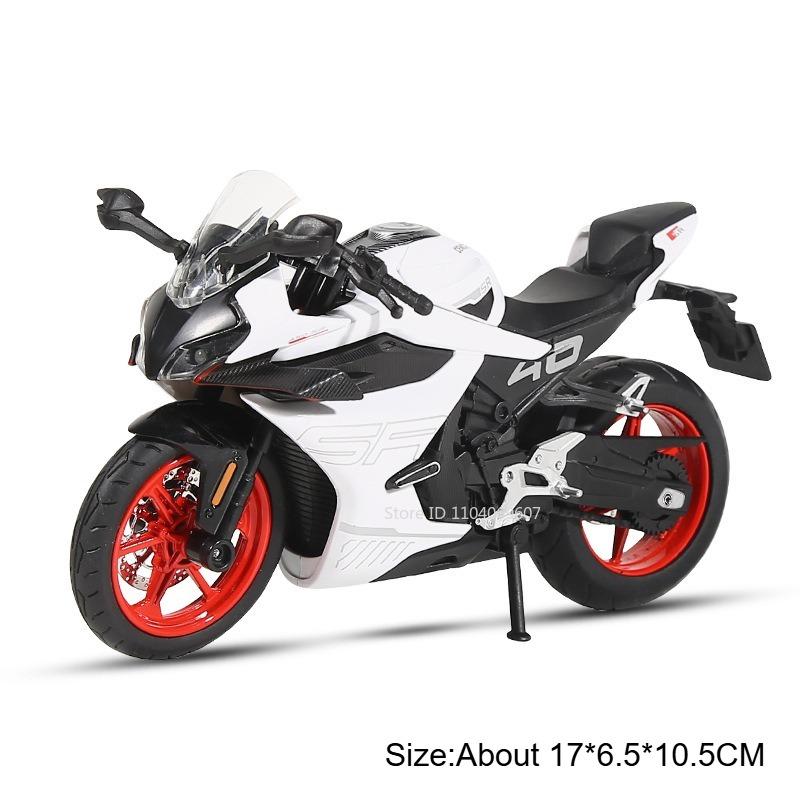 1:Модель мотоцикла Cfmoto 450Sr R1M в масштабе 1:12, игрушки, металлическая литая модель, звук, свет, амортизация, рулевое управление передним колесом, подарки для мальчиков