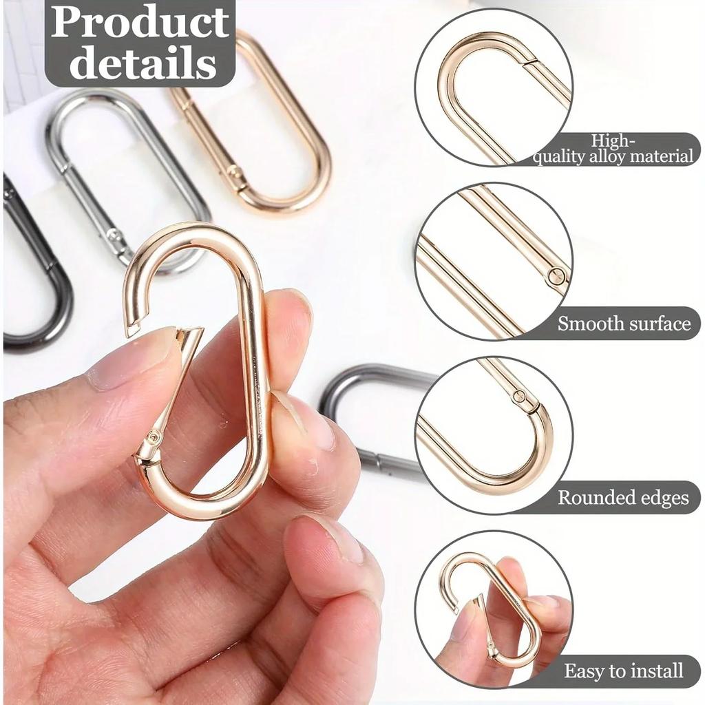 5 шт. Овальные пружинные кольца-клипсы, Открывающееся О-образное кольцо-карабин для брелоков, Застежка-пряжка, Рюкзаков, Кошелька, Ключей, Ремешка для сумки