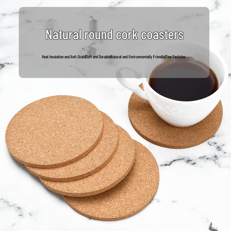 Круглая противоскользящая пробковая подставка под стакан с простым печатаемым узором для офиса или журнального столика