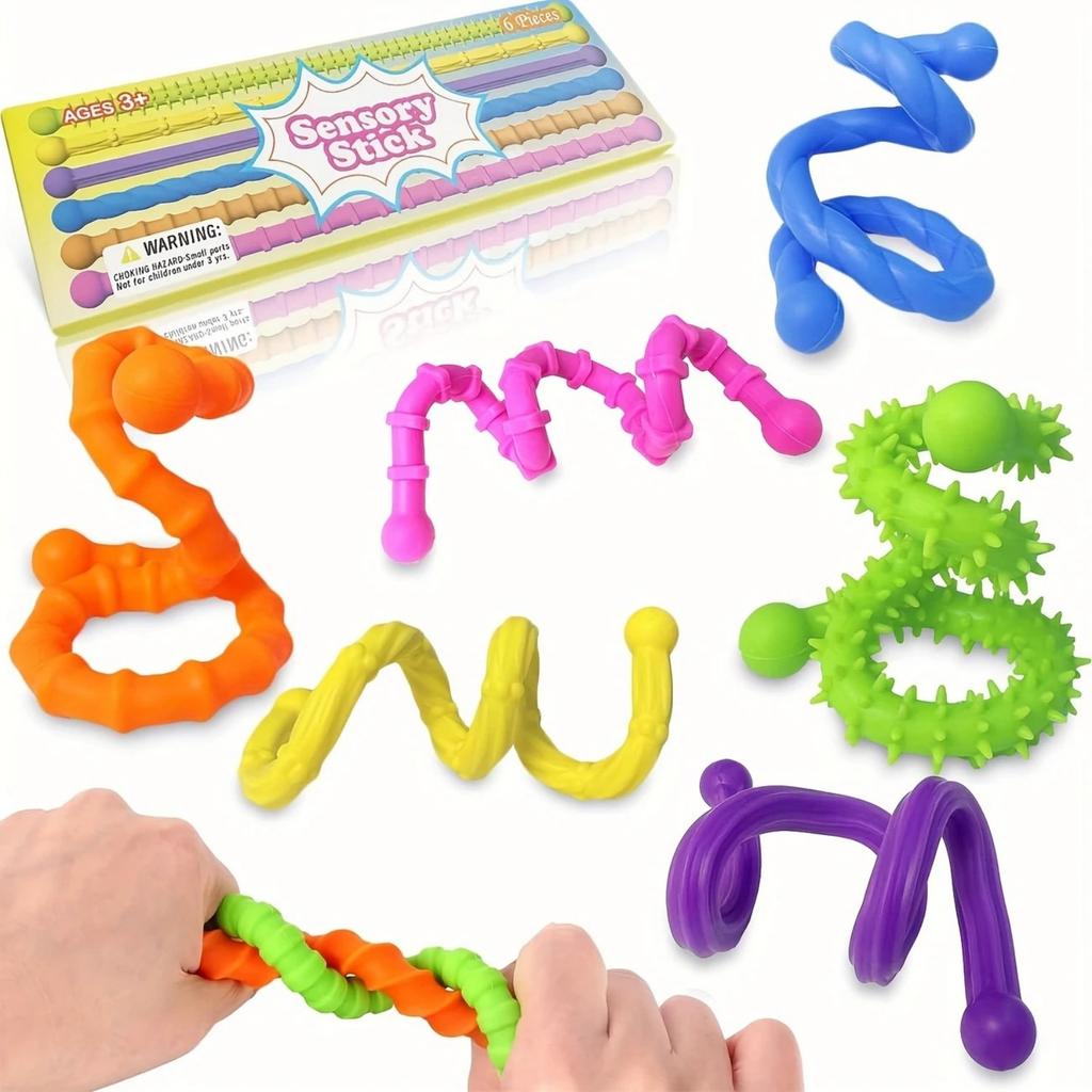 Children's Sensory Stick Fun Stress Relief Toys, Texture Decompression Toys Twistable Foldable Toys