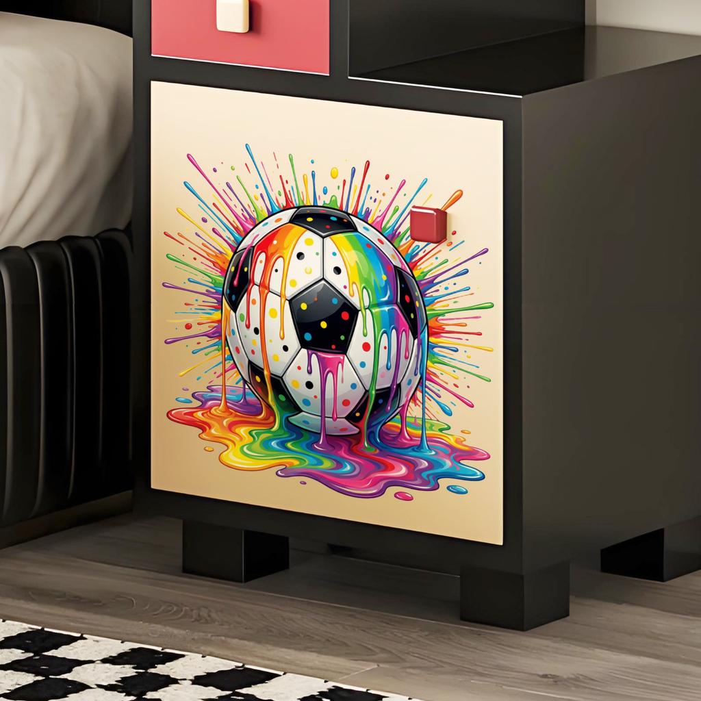Soccer Theme Wall Decal for Bedroom and Playroom with Splash Ink Design Removable Vinyl Sticker for Sports Party Decor