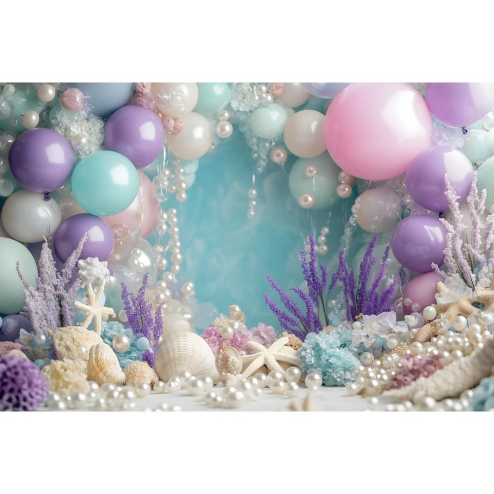 Underwater World Mermaid Theme Photography Background Girls Birthday Party Cake Smash Baby Shower Decor Backdrop Photo Props