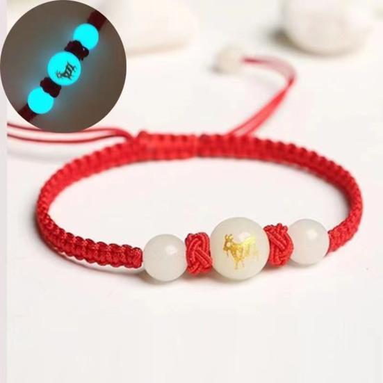 Браслет на удачу в год змеи из красной веревки, плетеная цепочка на руку, светящийся камень, регулируемый, плетеный вручную, браслет на запястье в год змеи, подарочный браслет на новый год