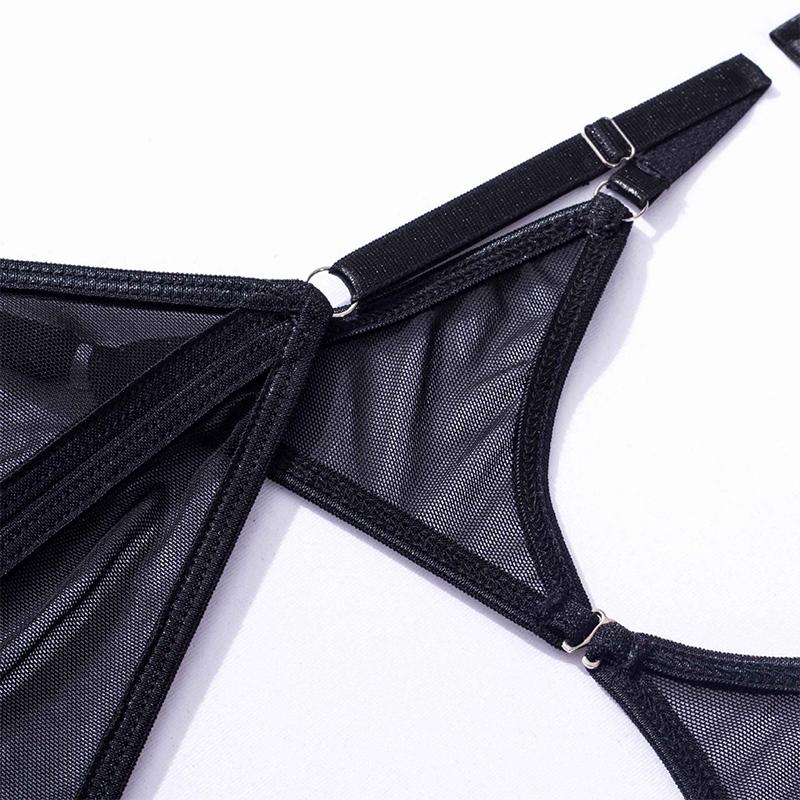 Aduloty Сексуальное эротическое белье, соблазнительная сетчатая марля, полые перспективы, увеличенное кольцо на шею, железное кольцо, соблазнительный женский комплект нижнего белья