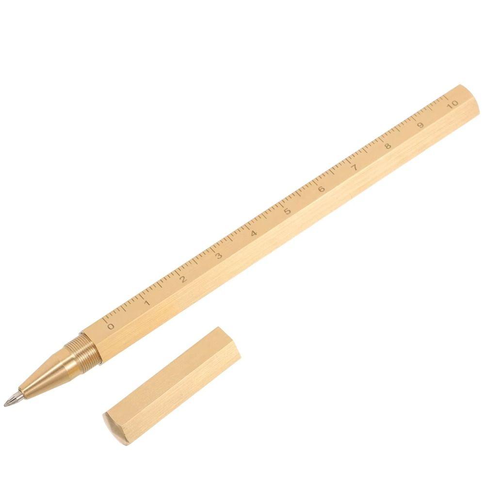 Vintage Metal Neutral Pen Six Edged Hexagonal Pen Educational Brass Signature Pen Business Gift