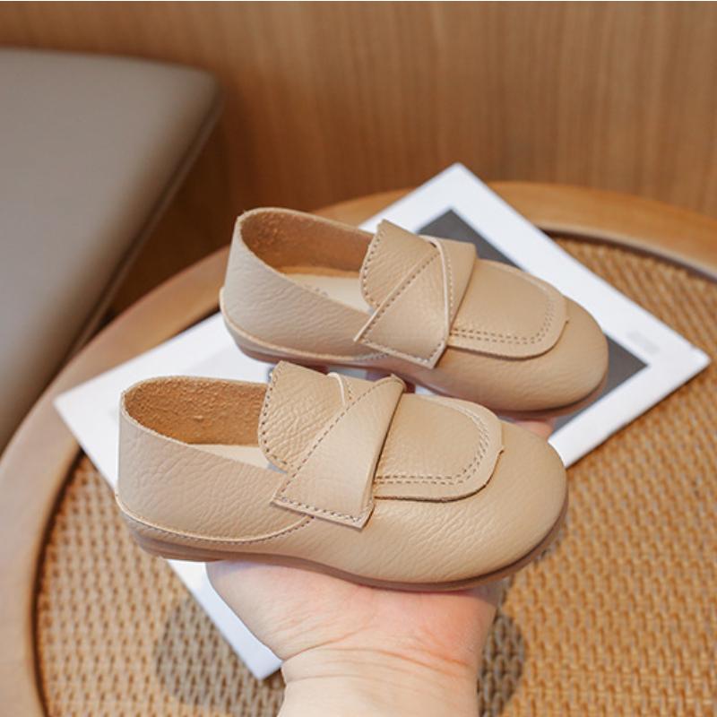 Vintage Kids Leather Shoe Korean Style Children Causal Flats Shoes Fashion Non-slip Simple Boys Girls Versatile Slip-on Loafers