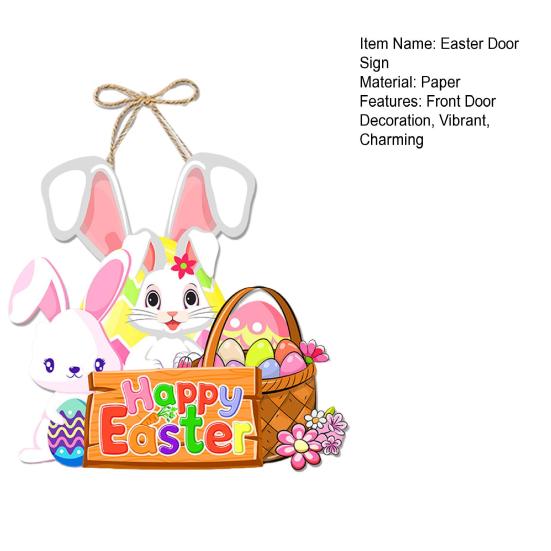 Easter Door Sign Happy Easter Door Welcome Sign Front Door Hanging Decoration with Rope for Wall Home Indoor Outdoor Spring Decor