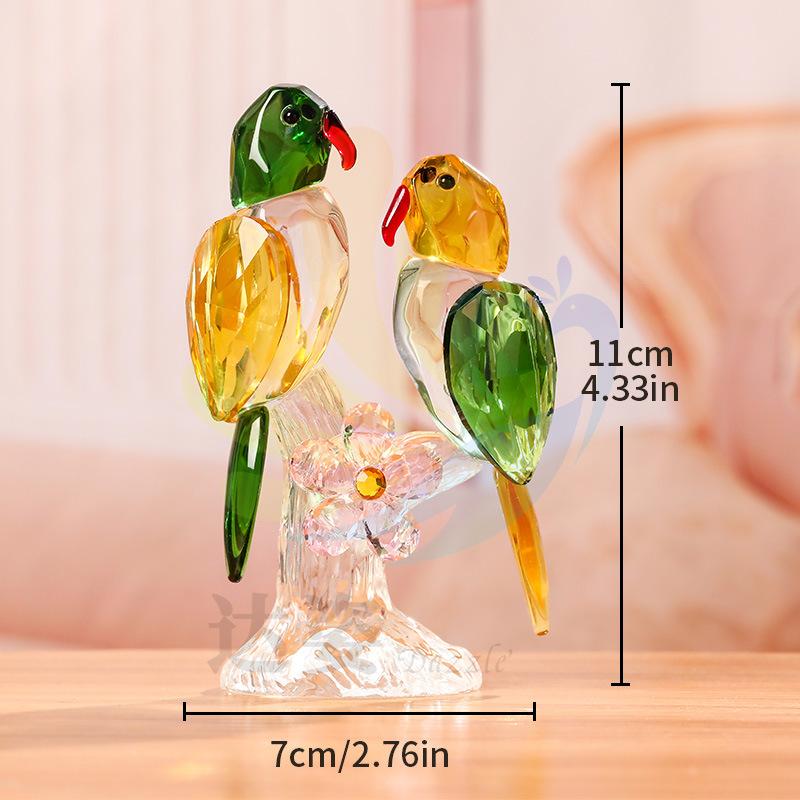 Exquisite Crystal Parrot Figurine, Beautiful Crystal Craft, Crystal Decorative Ornament, Sunlight Catching Ornament Home Desktop Decor Birthday Gift