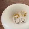 French Retro Geometric Square Earrings for Women - Light Luxury Metal Design, Gold-Plated, Ideal for Daily Commute