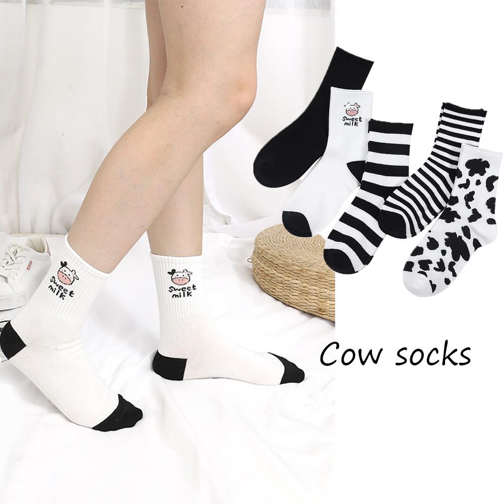 Winter Fashion Black White Cartoon Funny Autumn Cow Socks Women Socks Cotton Hosiery Cow Print