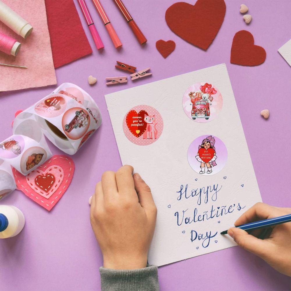 500 шт. Наклейки в форме сердца на рулоне, Декор-этикетки ко Дню святого Валентина, 1 дюйм, Запечатывающие этикетки, Упаковка подарков