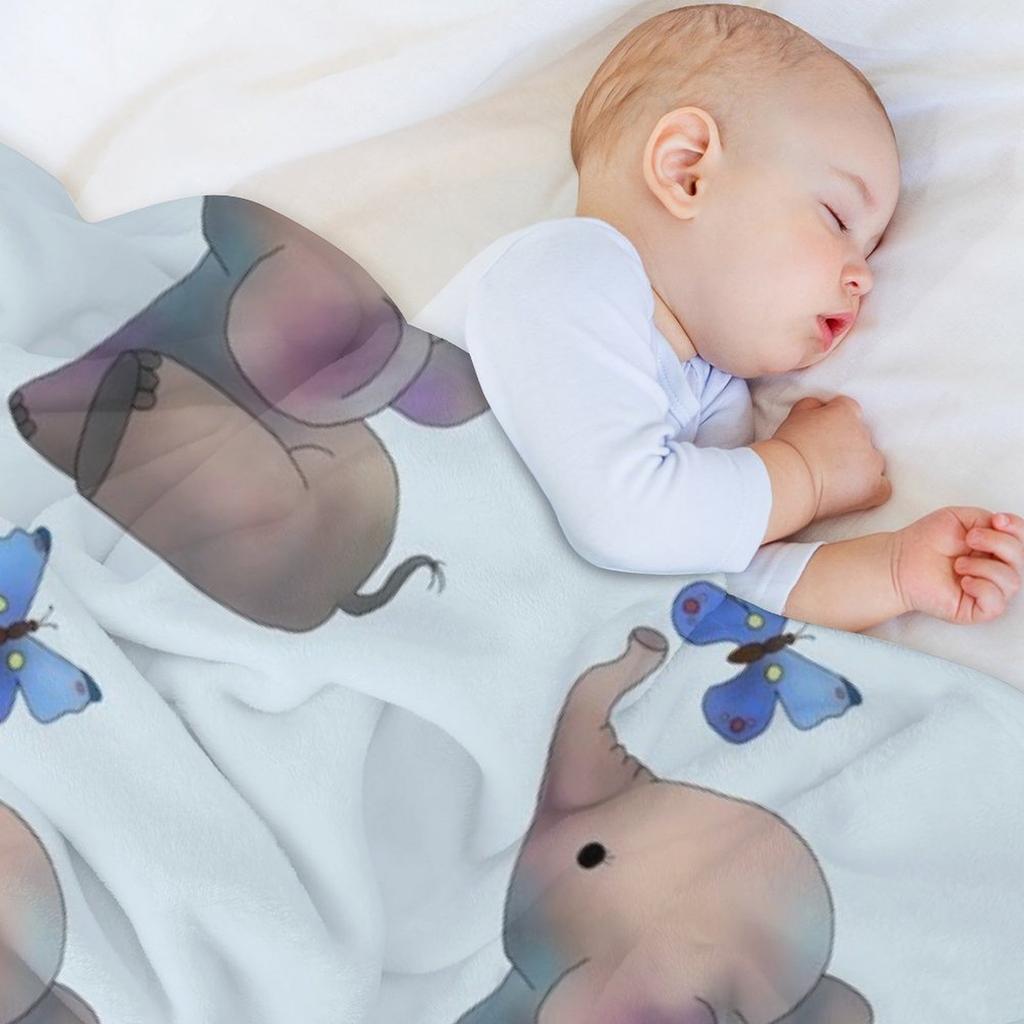 Elephant with a butterfly Throw Blanket Beautifuls blankets ands Furrys Bed linens Blankets
