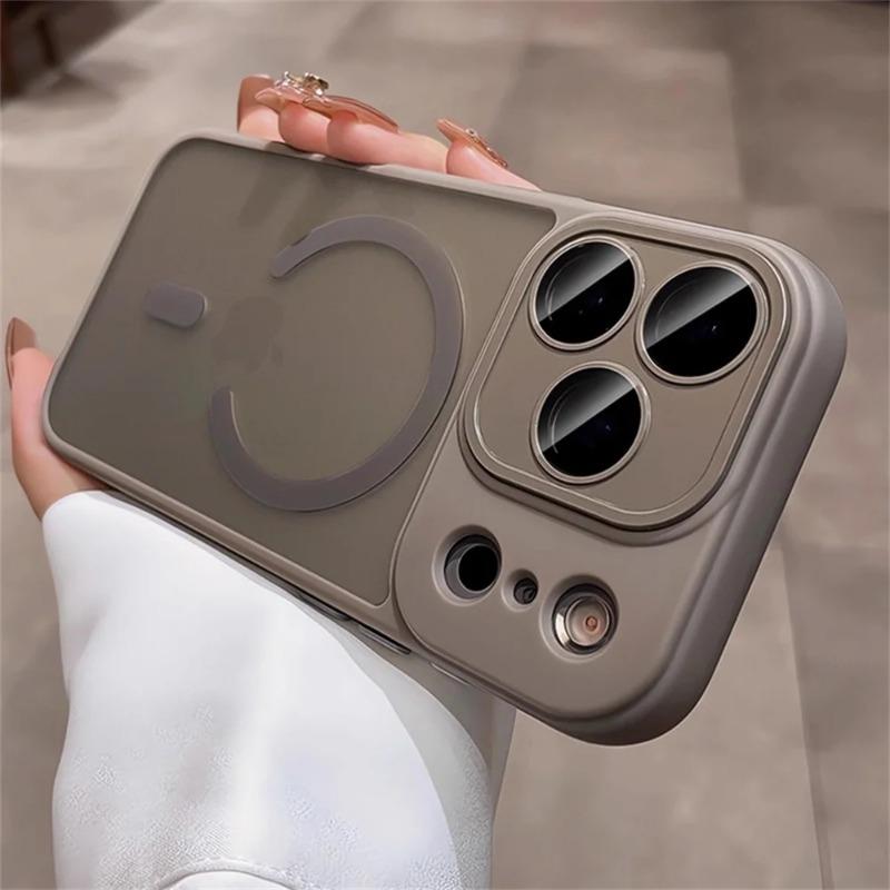 Роскошный матовый прозрачный чехол для Magsafe для iPhone 17/16/15/14/13/12 Pro Max Защита объектива Air Беспроводная зарядка Чехол