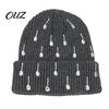 Trendy Knit Caps for Winter Outfits Waterdrop Rhinestone Hat, Bling Stretchy Cuffed Knitted Hat Women Skull Cap Men Cold Weather Daily Wear
