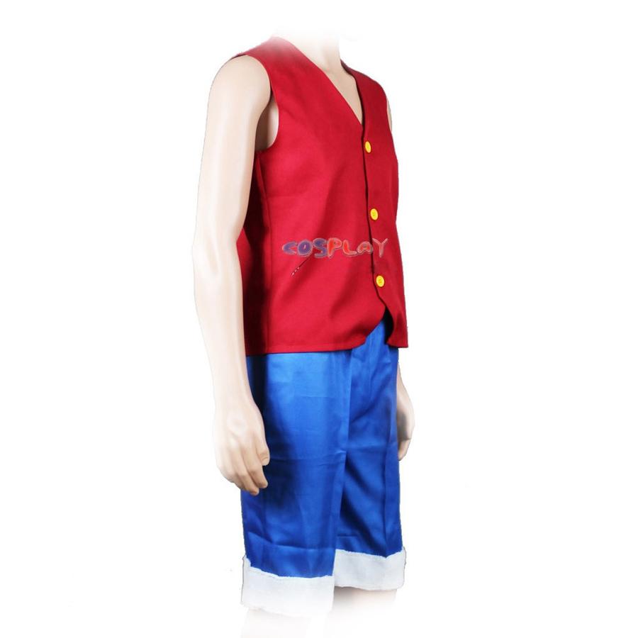 Японский цельный комплект для косплея, аниме Monkey D Luffy, жилет и брюки, красная талия, синие шорты, мужские брюки